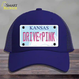 Drive Pink Kansas Novelty License Plate Hat Mesh / Royal Blue