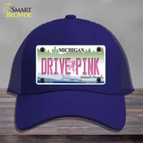 Drive Pink Michigan Novelty License Plate Hat Mesh / Royal Blue