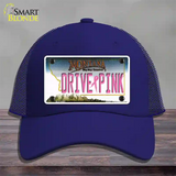 Drive Pink Montana Novelty License Plate Hat Mesh / Royal Blue