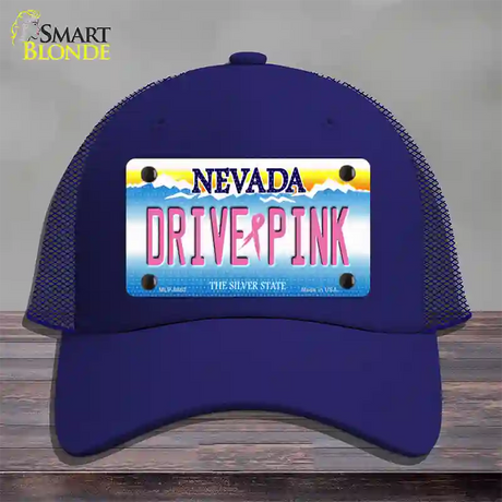 Drive Pink Nevada Novelty License Plate Hat Mesh / Royal Blue