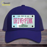 Drive Pink New Hampshire Novelty License Plate Hat Mesh / Royal Blue