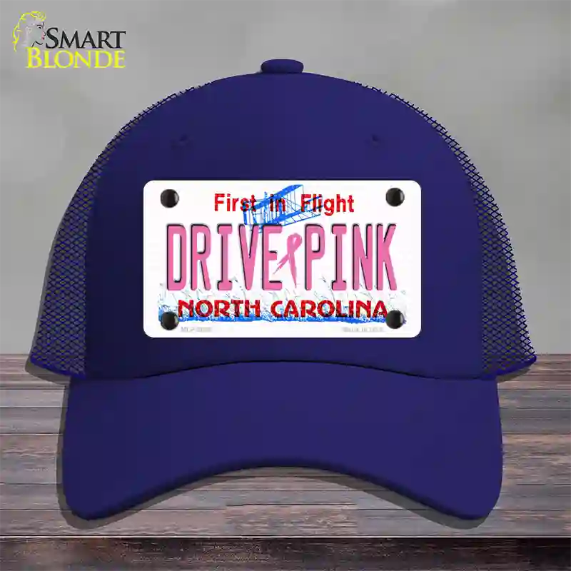 Drive Pink North Carolina Novelty License Plate Hat Mesh / Royal Blue