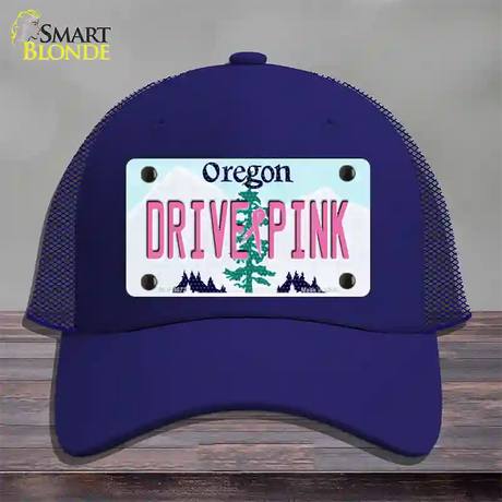 Drive Pink Oregon Novelty License Plate Hat Mesh / Royal Blue