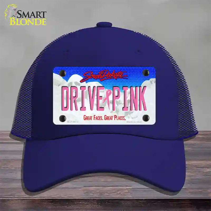 Drive Pink South Dakota Novelty License Plate Hat Mesh / Royal Blue