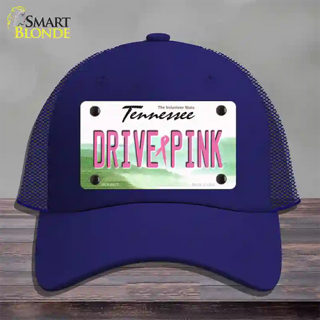 Drive Pink Tennessee Novelty License Plate Hat Mesh / Royal Blue