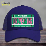 Drive Pink Vermont Novelty License Plate Hat Mesh / Royal Blue