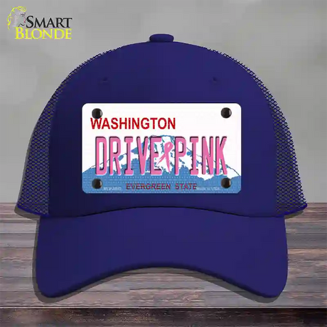 Drive Pink Washington Novelty License Plate Hat Mesh / Royal Blue