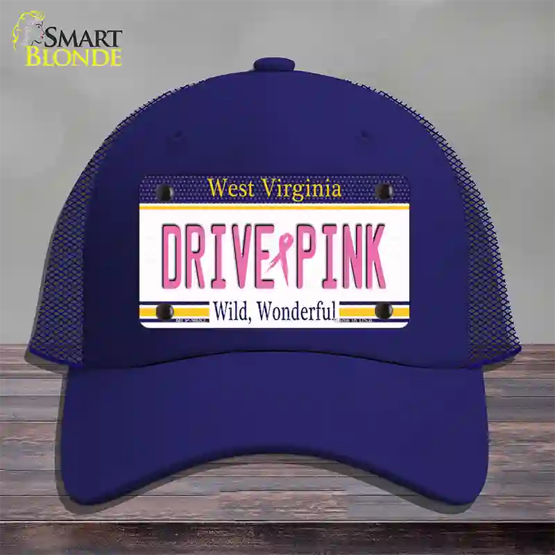 Drive Pink West Virginia Novelty License Plate Hat Mesh / Royal Blue