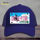 Drive Pink Wyoming Novelty License Plate Hat Mesh / Royal Blue