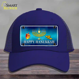 Happy Hanukkah Novelty License Plate Hat Mesh / Royal Blue