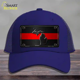 Michigan Thin Red Line Novelty License Plate Hat Mesh / Royal Blue