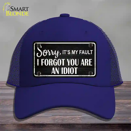 Sorry I Forgot Novelty License Plate Hat Mesh / Royal Blue