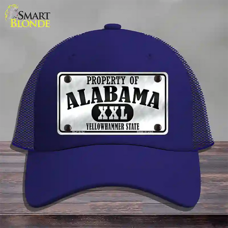 Property Of Alabama Novelty License Plate Hat Mesh / Royal Blue