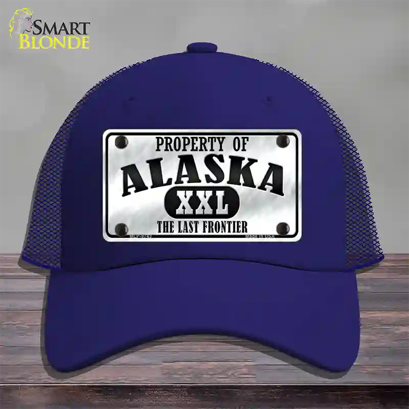 Property Of Alaska Novelty License Plate Hat Mesh / Royal Blue