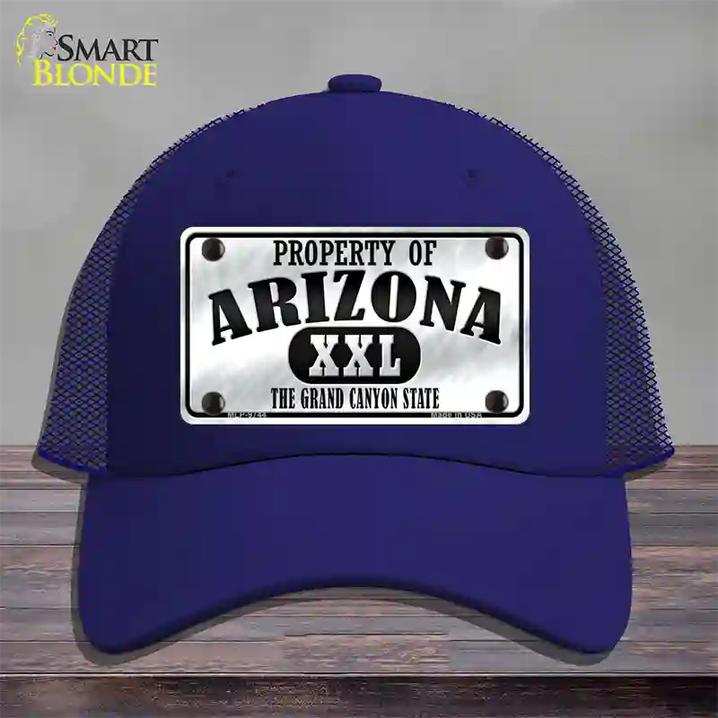 Property Of Arizona Novelty License Plate Hat Mesh / Royal Blue