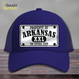 Property Of Arkansas Novelty License Plate Hat Mesh / Royal Blue