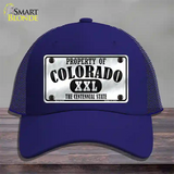 Property Of Colorado Novelty License Plate Hat Mesh / Royal Blue