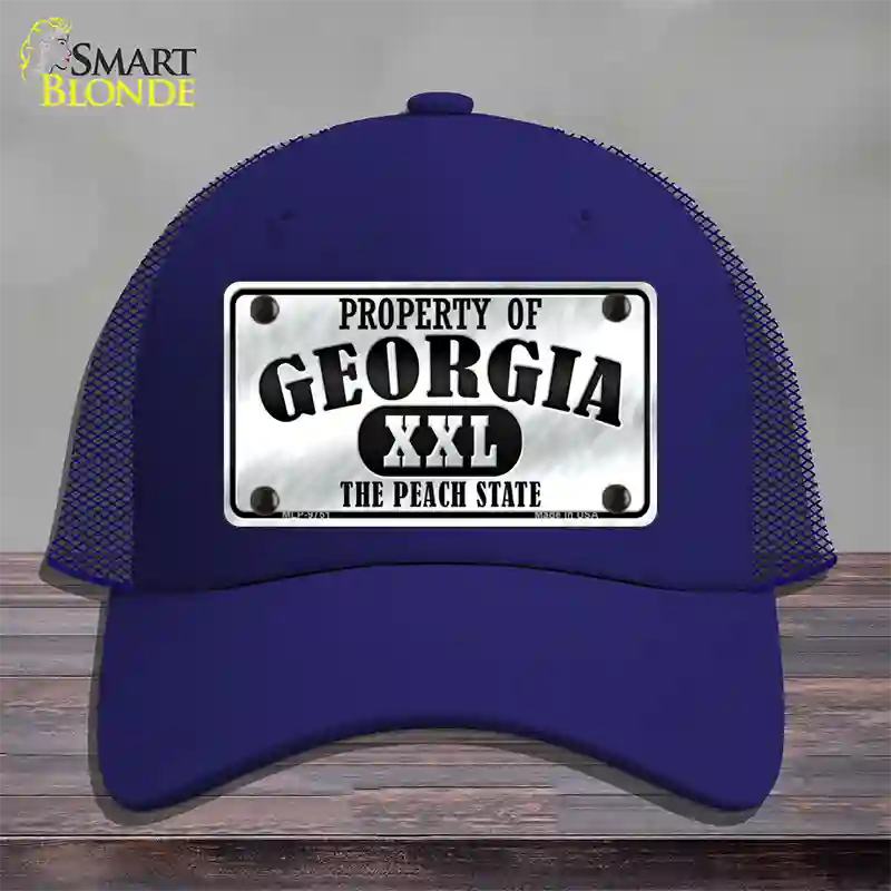 Property Of Georgia Novelty License Plate Hat Mesh / Royal Blue