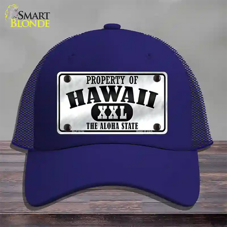 Property Of Hawaii Novelty License Plate Hat Mesh / Royal Blue