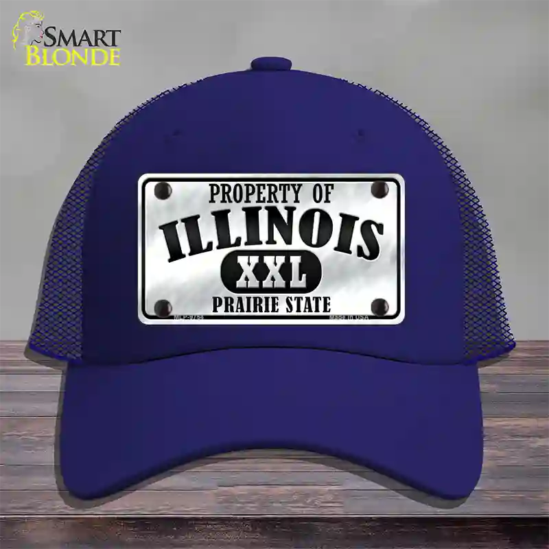 Property Of Illinois Novelty License Plate Hat Mesh / Royal Blue