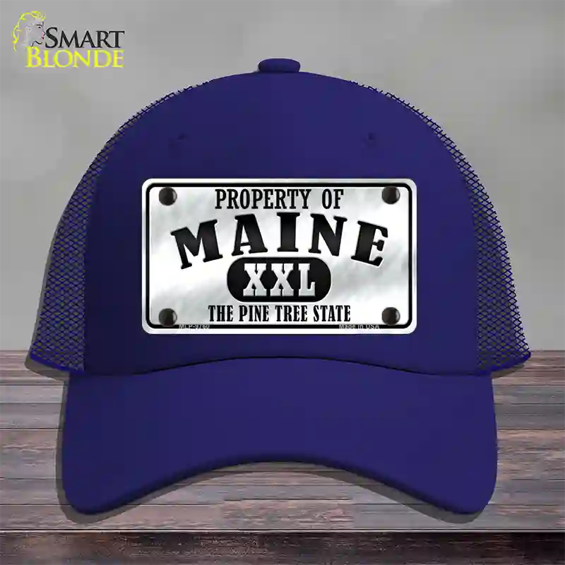 Property Of Maine Novelty License Plate Hat Mesh / Royal Blue