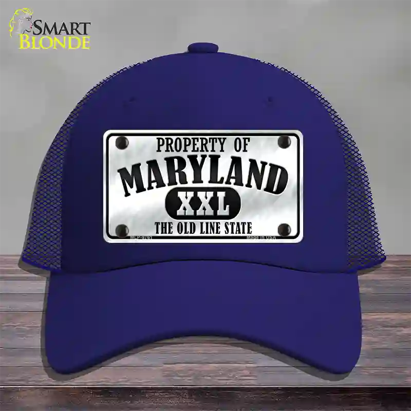 Property Of Maryland Novelty License Plate Hat Mesh / Royal Blue