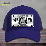 Property Of Maryland Novelty License Plate Hat Mesh / Royal Blue