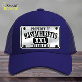 Property Of Massachusetts Novelty License Plate Hat Mesh / Royal Blue