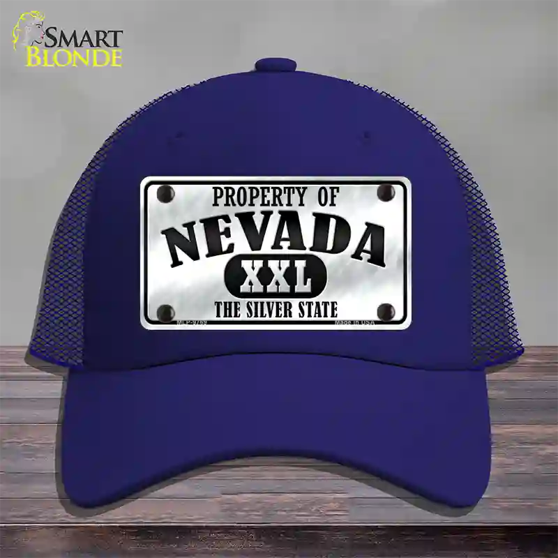 Property Of Nevada Novelty License Plate Hat Mesh / Royal Blue