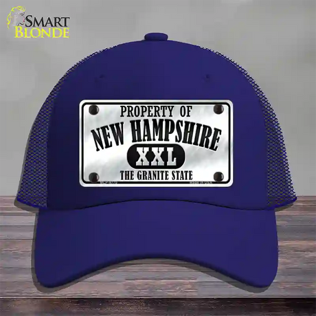 Property Of New Hampshire Novelty License Plate Hat Mesh / Royal Blue