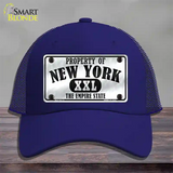 Property Of New York Novelty License Plate Hat Mesh / Royal Blue