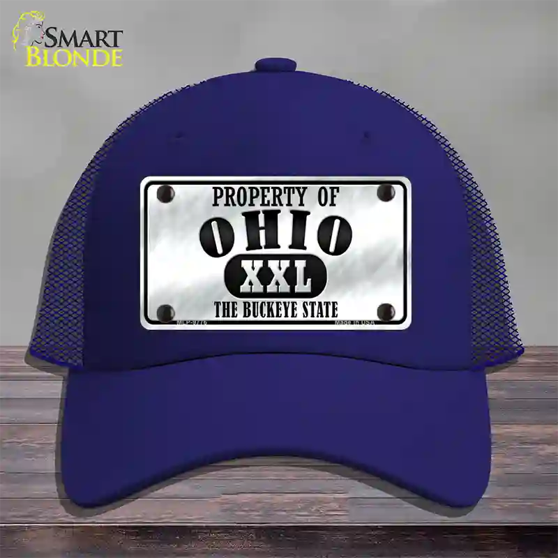 Property Of Ohio Novelty License Plate Hat Mesh / Royal Blue