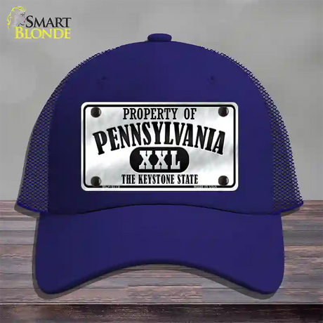 Property Of Pennsylvania Novelty License Plate Hat Mesh / Royal Blue