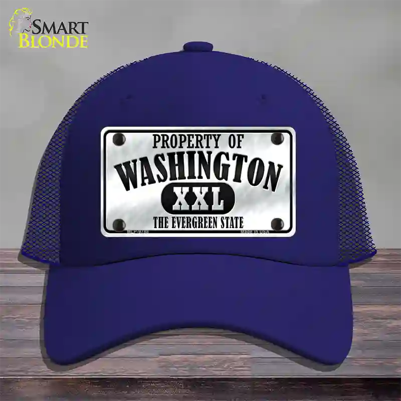 Property Of Washington Novelty License Plate Hat Mesh / Royal Blue