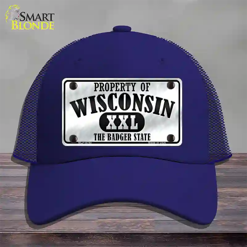 Property Of Wisconsin Novelty License Plate Hat Mesh / Royal Blue