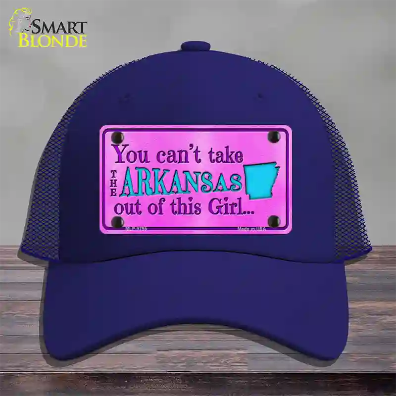 Arkansas Girl Novelty License Plate Hat Mesh / Royal Blue