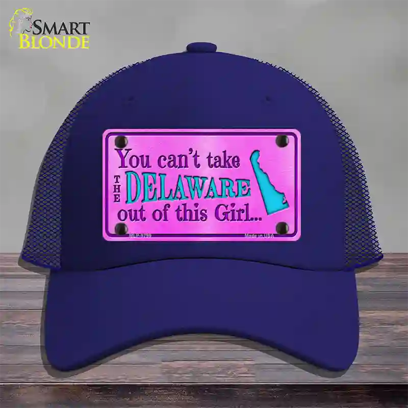 Delaware Girl Novelty License Plate Hat Mesh / Royal Blue