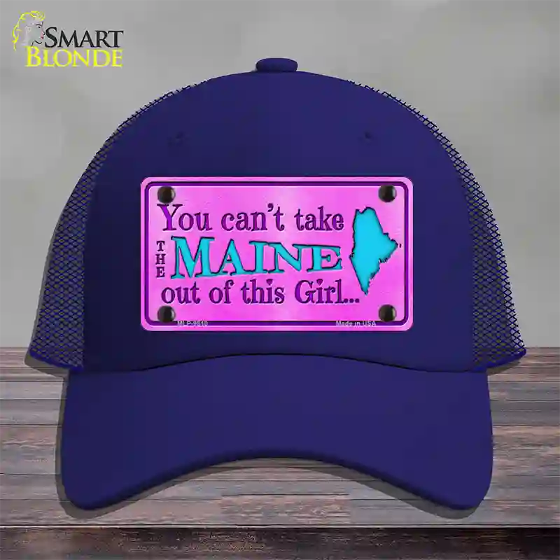 Maine Girl Pink Novelty License Plate Hat Mesh / Royal Blue