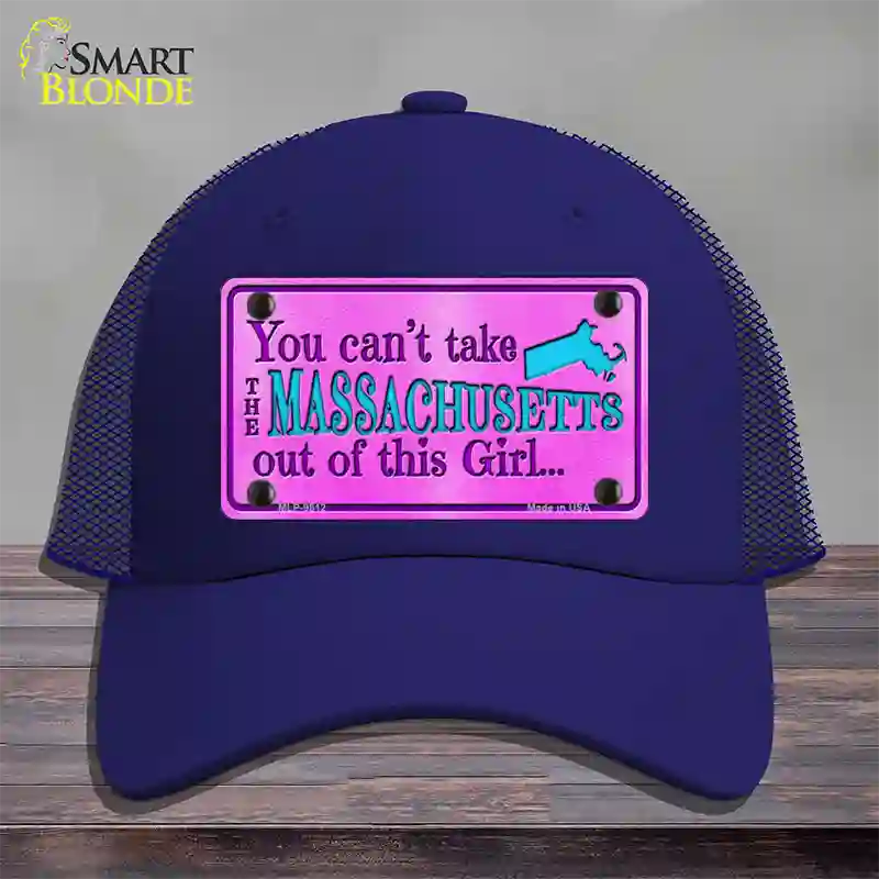 Massachusetts Girl Novelty License Plate Hat Mesh / Royal Blue