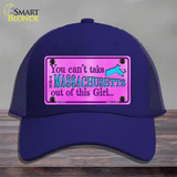 Massachusetts Girl Novelty License Plate Hat Mesh / Royal Blue