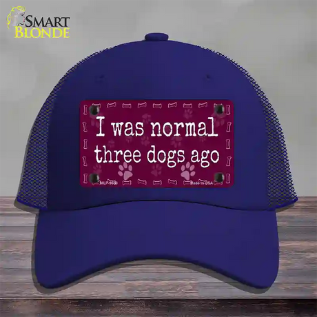 Three Dogs Ago Novelty License Plate Hat Mesh / Royal Blue