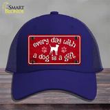 Dog Is A Gift Novelty License Plate Hat Mesh / Royal Blue