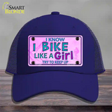 Bike Like A Girl Pink Novelty License Plate Hat Mesh / Royal Blue