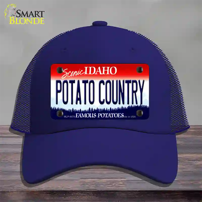 Potato Country Idaho Novelty License Plate Hat Mesh / Royal Blue