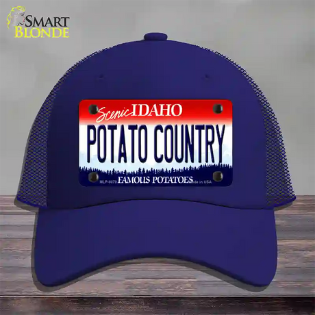 Potato Country Idaho Novelty License Plate Hat Mesh / Royal Blue