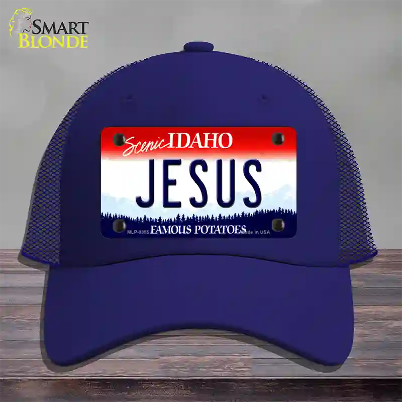 Jesus Idaho Novelty License Plate Hat Mesh / Royal Blue