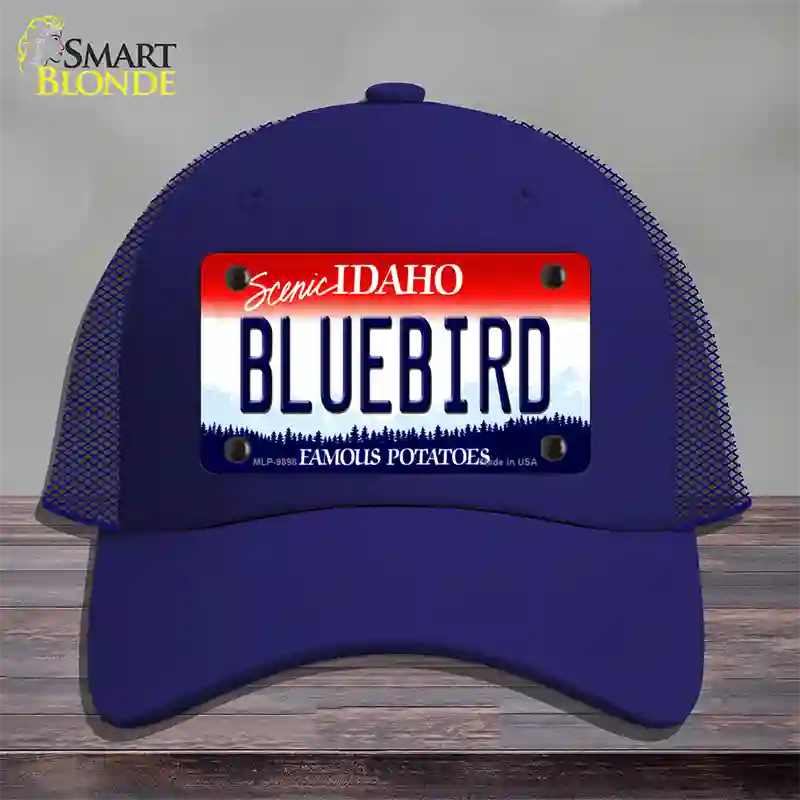 Bluebird Idaho Novelty License Plate Hat Mesh / Royal Blue