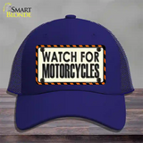 Watch For Motorcycle Novelty License Plate Hat Mesh / Royal Blue