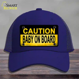 Caution Baby On Board Novelty License Plate Hat Mesh / Royal Blue