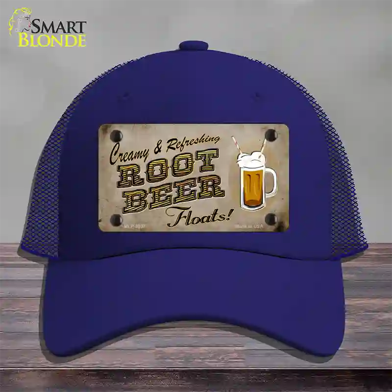 Root Beer Floats Novelty License Plate Hat Mesh / Royal Blue